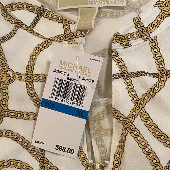 *NWT* Michael Kors Gold Chain Print Top - Picture 6 of 9